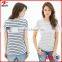 2014 Women tshirts New Design Striped T shirt of Jersey fabric 100% cotton t-shirts christmas discount sale offer