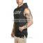 customized Sleeveless Zip Hoodie black printing gym muscle bodybuilding sport mens hoodies