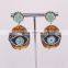 Charm Resin with Evil Eye Shell Stud Earrings, Crystal Zircon Turquoise Stud Gem Earrings