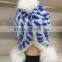 Korean style winter new design grils colorful kintted mink fur Beanie Hat