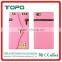 Gold Rivet leather mobile phone case cover mixed color zipper flip wallet Magnetic Buckle for iphone 6 6S plus