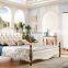 FUTURE Korea's rural style solid wood white bed with fabric for bedroom furniture design