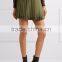 Wholesale Women Apparel Army-green Embellished Satin-trimmed Pleated Chiffon Mini Skirt(DQE0386SK)