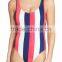 Stripe U Back One Piece Swimsuit Customizable Rainbow Of Stripes Color Blocks Swimsuit 80% Nylon 20% Elastane Lined Ladies Swim