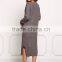 MGOO Custom New Style Knit Shift Midi Dress Deep V Neck Dress Long Sleeves Loose Style Oversized Vestidos