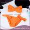 Top quality three-piece ladies swimsuit sexy girls split bikini with bow tie