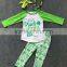 2016 New Baby St.Martin's Day Theme Outfit Girls Spring Suit Green Shirt Aztec Pants With Matching Accessories