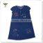 Short Sleeve Embroidered Kids Denim Dress for Girls