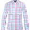 2017 new plaids men's long sleeve button-down slim fit shirt with contrast collar and cuff
