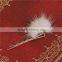 Sable Fur Hair Clips Findings Off-white Pom Ball Gold Plated 60mm x 30mm