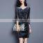 B41008A Hot sale fashion bodycon velvet dress women V neck dress