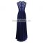 Women Summer Long Dressed Retro Vintage Floor Length S-2XL Plus Size Lace Dress Hollow Sleeveless Halter V-neck