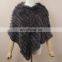 Rabbit fur weaven shawl high quality hand made genuine fur cloak fashion