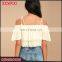 Custom cotton embroidered off shoulder strap women crop top