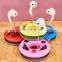 Cute pet toy plastic cat playing spring plate with bells mouse