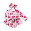Summer baby girls floral print jumpsuit long sleeve romper with headband set