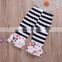 New girls 2 piece set cow striped cotton dresses & kids black white strip ruffle pants summer baby clothes kids outfit set