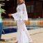 Women Cover Up Beach Cardigan 2019 Cotton Beach Dress Tunic Long Beachwear Pareo Loose Bikini Cover-Ups Leaf Printed Kaftan Robe