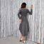 Deep V Neck Dress Long Sleeve Christmas Tuxedo Dress