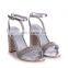 Ladies Latest Design High Heels Silver Diamante Embellished Block Heel Women Party Sandals Shoes Other Colors Are Available