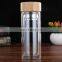 Wholesale Transparent GlassBottle Water Sport with Wooden Lid 350ml
