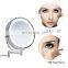 2021 Stainless Steel Decorative 360 Degree Rotation Wall Mirror 5X Magnifying Round household LED Wall Mirror with LED Lights