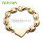 Topearl Jewelry Heart Stainless Steel Coffee Bean Link Bracelet Gold 8 Inch MEB61