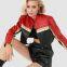 2025 Internet red block spliced PU leather waist-exposed cool women's leather jacket customization