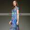 Top Silk Printed Fabric Lady's Long Dresses Casual Clothing Slim Party Dresses