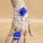 2015 White Lace Women's Bracelet With Ring Blue Roses Bracelet