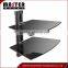 Black Tempered 2014 Hot Sell 2 Shelf Glass Dvd Shelf Dvd Wall Bracket                        
                                                Quality Choice