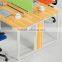 Metal frame wooden 4-seats office partition desks