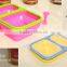 2 Blocks Lunch Box Kids Food Container Soup Cup Spoon Microwaveable Dinnerware Set