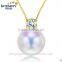 7.5-8mm AAA natural akoya seawater zircon gold pearl pendant simple design necklace, pearl pendant gold