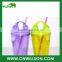16oz Promotional popular style double wall drinking coffee plastic cup with straw