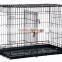 64cm (L) x 48cm (W) x 54cm (H) Foldable Black Dog Cage With Removable Plastic Tray and 2 Doors