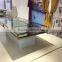 Hot selling golden stainless steel wedding project wedding table with glass top