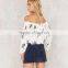 Long Sleeve off Shoulder Top Summer Latest Printed Blouse Designs