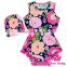 2LLY-090 Lovebaby latest sleeveless printed animals pattern summer pom pom romper with baby hatbaby jumpsuit designs