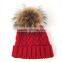 Myfur Wool Hat Wholesale Real Raccoon Fur Pom Pom Warm Adults Beanie