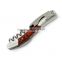 2016 New Arrival Hot Sale Wood Handle Stainless Corkscrew Double Hinge Waiters Wine Bottle Opener