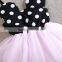 2015 new arrival black polka dots birthday baby girls party wear dress M5041516