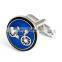 Round Blue Bike Enamel Cuff links Men Shirt Cufflinks