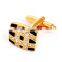 Black and Gold Grid Rhinestone Shirt Men Cufflinks Crystal