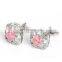 Luxury cufflinks white pink crystal for wedding