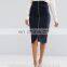 office lady casual ziper black wrap midi skirt