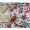 Beautiful Thread work Kantha Quilt Beige Butter Fly Floral Print Kantha bedspread, Decor Throw Art Queen Size Bed cover