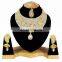 Gold Plated Indian Handmade Ethnic Party wear Kundan Zerconic Necklace set White Color