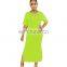Wholesales Best Seller Women Solid Color Casual Long Dresses Ladies Split O-Neck Dresses Women Summer Dresses