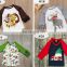 Children Christmas Raglans Baby boy girl Unisex Tshirt Cotton Red Long Sleeve Top Kids Clothing For Christmas Holiday